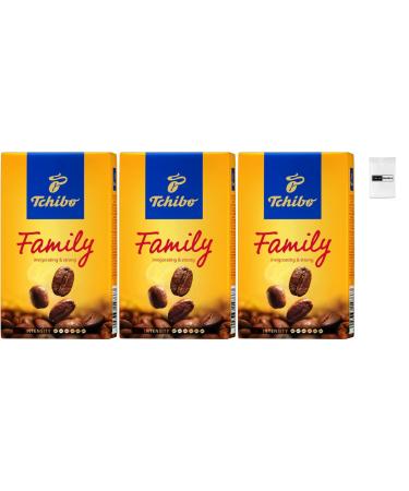 Value Bundle: TCHIBO Ground Coffee - FAMILY Blend - Cafe - Espresso Coffee - Medium Dark Roast Coffe - Custom Value Bundle Branded Package of 3 (3 Pack Family) Family 250 g (Pack of 3)
