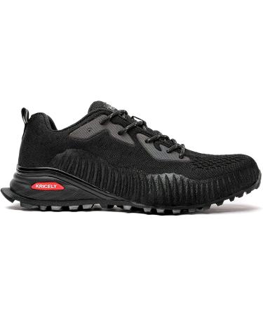 Kricely Trailla Shoes for Men - Breathable Slipproof Hiking & Running Boots | Outdoor Fitness | Size 45 EU - Black - Buy Online on GoSupps.com