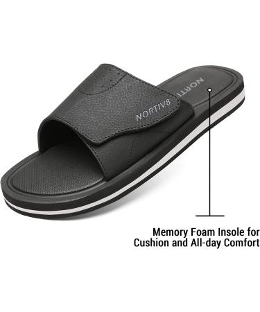 NORTIV 8 Men's Slide Sandals - Comfortable Lightweight Beach Shoes (Size 11, Black) - Buy Online on GoSupps.com
