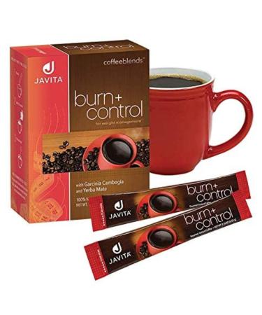 Burn + Control Coffee, Premium 100% South American Arabica, Robusta Blend Coffee, Weight Management Herbs, Garcinia Cambogia and Yerba Mate, Javita 24 Count (Pack of 1)