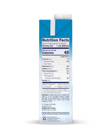 College Inn 100% Natural Reduced Sodium Chicken Bone Broth Carton 32 Oz (Pack of 12) - Buy Online on GoSupps.com