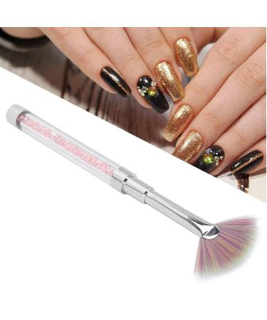 Fan-Shaped Nail Brush | Acrylic-Liner Removal Tool | Rhinestone Handle & Nylon Hair | Perfect for Nail Art & Manicure - Buy Online on GoSupps.com