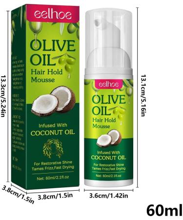 Mousse Hair Foam - Natural Moisturizing Hair Mousse 60ml for Hair Styling | Frizz Control Curly Hair Mousse for Women Braids Wraps Wigs Waves Long-lasting Smooth Hold Moslate - Buy Online on GoSupps.com