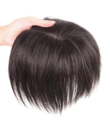 Real Hair Topper for Short Hair - Hand-Knotted Clip-In Crown for Thinner Hair 5x8cm Dark Brown - Buy Online on GoSupps.com
