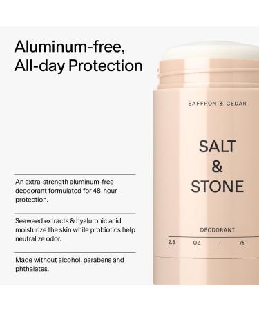 Salt & Stone Natural Deodorant for Women & Men - Saffron & Cedar | Extra Strength Natural Deodorant | Aluminum Free with Probiotics Seaweed Extracts & Shea Butter (2.6 oz) - Buy Online on GoSupps.com