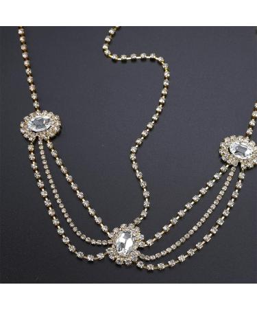Xerling Clear Rhinestones Gold Head Chain for Women - Bridal Festival Hair Accessories - Buy Online on GoSupps.com