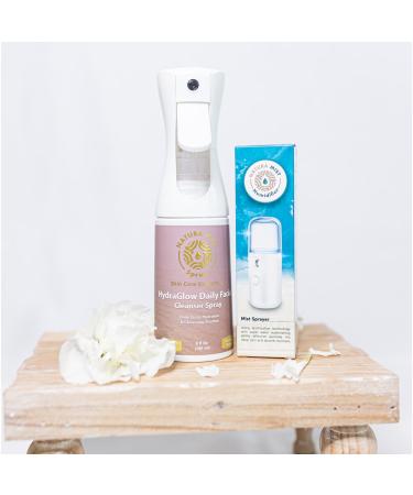 Natura Mist Spray - Hypochlorous Acid Spray for Face HydraReady Disposable Compressed Face Towelettes and Nano Facial Sprayer - (Medium 6 oz) Hydraglow Daily Facial Cleanser Spray Kit