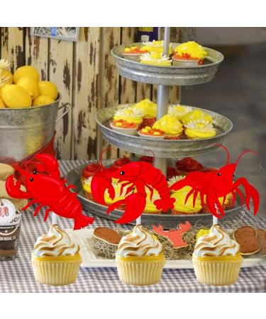 Lobster Cupcake Toppers 24Pcs Crawfish Cupcake Picks Crawfish Birthday Party Decorations Red Lobster Cake Picks for Under The Sea Baby Shower Supplies - Buy Online on GoSupps.com