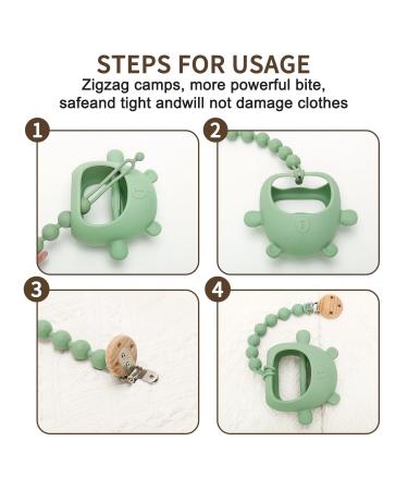 CLdy Silicone Pacifier Chain & Bite Ring Toy - 2-in-1 Pacifier Holder for Babies - BPA-Free - 4 Pack (Blue Green Pink Orange) - Buy Online on GoSupps.com