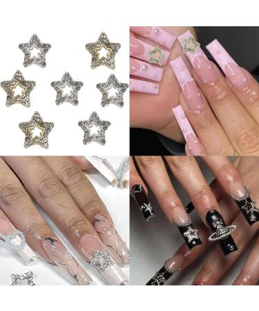 YOSOMK 30 PCS Star Nail Charms: 3D Gold & Silver Dangling Stars for Luxury Nail Art - Rhinestones, Gems, Diamonds for Acrylic Nail Decoration - Buy Online on GoSupps.com