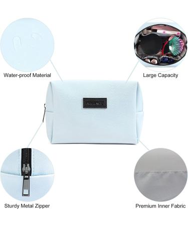 MAANGE Small Makeup Bag for Purse - Blue PU Leather Travel Cosmetic Pouch for Women - Buy Online on GoSupps.com