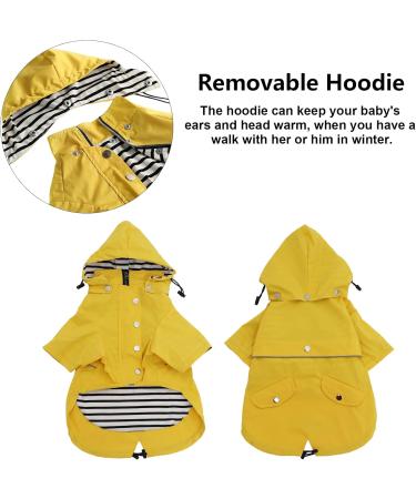 Pethiy Premium Waterproof Dog Raincoat - XXL Yellow Rain Jacket with Removable Hood & Reflective Buttons for Dogs - Buy Online on GoSupps.com