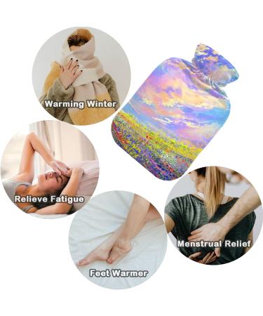 NAANLE 2L Hot Water Bottle with Lid - Sunset Lavender Flower Pain Relief & Cold Therapy for Back Hands Feet & Neck - Buy Online on GoSupps.com
