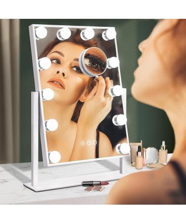 Tovendor 20 Inch Hollywood Mirror with Lights | Lighted Makeup Vanity Mirror for Women | 12 Dimmable Bulbs, 3 Color Modes, 360 Rotation | White - Buy Online on GoSupps.com