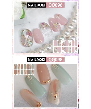 NAILDOKI Nail Stickers 12Sheets x 14 Pieces Full Wraps Nail Polish Strips Self-Adhesive Gel Nail Art Decals for Women Girls A1-07 - Buy Online on GoSupps.com