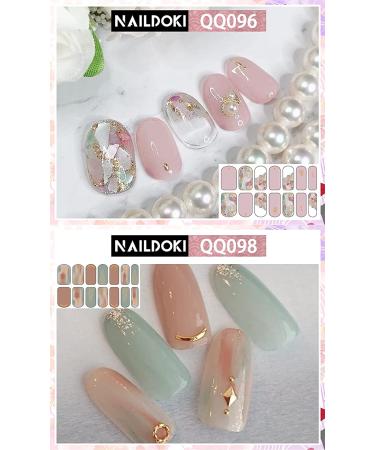 NAILDOKI 12 Sheets x 16 Pieces Full Wraps Nail Stickers - Gel Nail Art Decals for Women and Girls - Buy Online on GoSupps.com