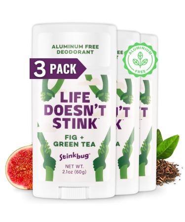 Natural Organic Deodorant Stick with Fig + Green Tea Coconut Oil and Activated Charcoal Aluminum Free Deodorant by Stinkbug Naturals 2.1 Ounce Pack of 3