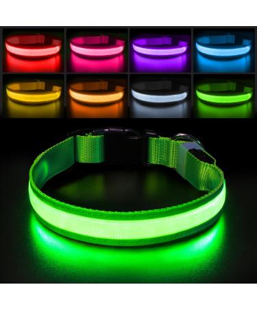 PCEOTLLAR LEASTHELS BAND DOUR Dog Hall Band bright waterproof 7 color change adjustable LED light collar dogs for small medium large dogs for night safety green-l l (48-60cm/19-23.6inch) 2022-green