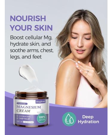Wagomars Magnesium Cream for Sleep - Natural Topical Magnesium Lotion for Pain & Leg Cramps, Muscle Relaxation, Calm - Nighttime Body Butter for Deep Hydration - Safe for Kids (Lavender) - Buy Online on GoSupps.com