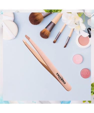 Slant Tip Tweezer - Professional Eyebrow Stainless Steel Tweezers - Splinter Tweezer for Facial Hair Removal - Best Precision Slant Tweezer for Ingrown Hairs (Rose Gold) - Buy Online on GoSupps.com