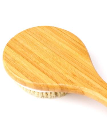 H&S Long Handled Back Brush with Natural Bristles for Skin Exfoliation - Bamboo Wood Scrubber for Shower - Men & Women - Buy Online on GoSupps.com