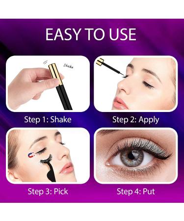 EARLLER Magnetic Eyelashes & Eyeliner Kit - 7 Pairs Natural Look False Lashes, Reusable 3D & 5D Set - No Glue, Easy Application - Buy Online on GoSupps.com