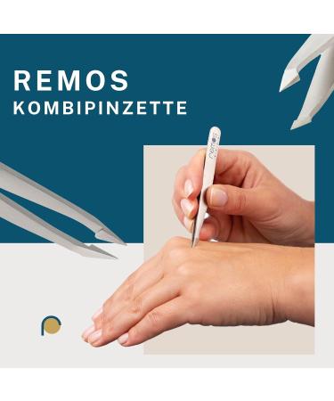 REMOS 3-Piece Tweezers Set - Eyebrow Splinter & Combination Tweezers in Satin Finish | Perfect for Precision Grooming - International Shipping Available - Buy Online on GoSupps.com