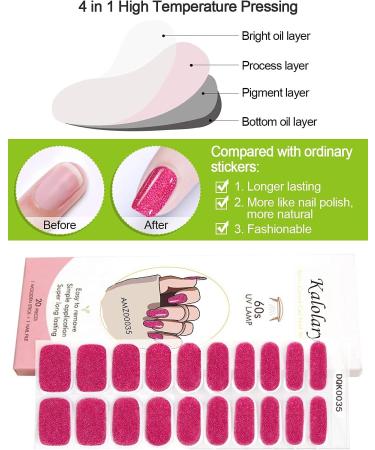 Kalolary 20PCS Nail Gel Strips - Glitter Pink Self-Adhesive Wraps - UV/LED Lamp Required - Buy Online on GoSupps.com