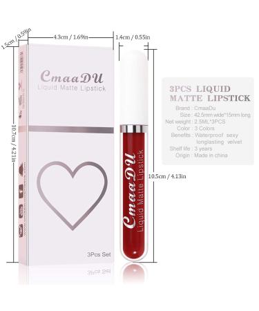 Aijofi 3 Colors Matte Liquid Lipstick Set - Waterproof Long-Lasting Nourishing Lip Gloss (International Shipping) - Buy Online on GoSupps.com
