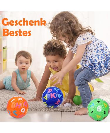 Football 15 cm with Pump - Indoor Sensory Ball for Kids (Aged 2-8) | 3 Pack Toddler Balls with Letters - Perfect for Girls & Boys - Buy Online on GoSupps.com