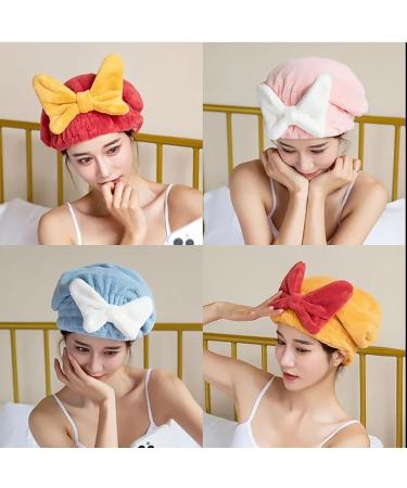 Super Absorbent Microfiber Hair Towel Wrap - Quick Drying Coral Velvet Bow Cap for Thick Curly Hair - Ultra Soft Shower Cap (Blue - Buy Online on GoSupps.com