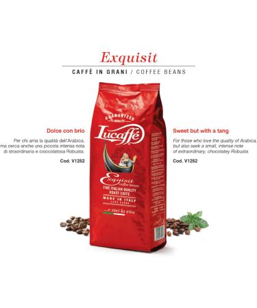 LUCAFF EXQUISIT coffee beans 1 kg bag Arabica and Robusta coffee blend cocoa aroma coffee beans toasted taste high body medium caffeine - Buy Online on GoSupps.com