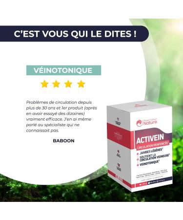 Prescription Nature - ACTIVEIN - Food Supplement to Support Circulation - Veinotonic - Recommended for Venous Insufficiency - Made in France - 180 Capsules - Buy Online on GoSupps.com