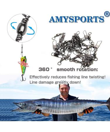 AMYSPORTS Stainless Steel Snap Swivel | High Strength Barrel Snap Fishing Connector | Size 8 (24lb) | 50 pcs - Buy Online on GoSupps.com