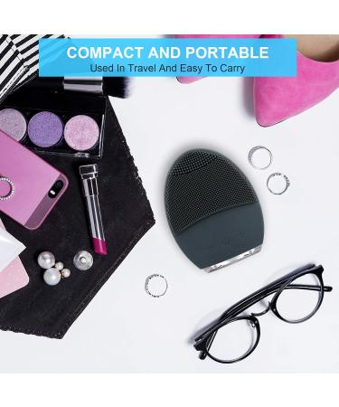 Silicone Ultrasonic Vibrating Facial Cleansing Brush & Face Massager - Rechargeable & Waterproof Electric Exfoliator for Anti-Aging (Gray) - Buy Online on GoSupps.com