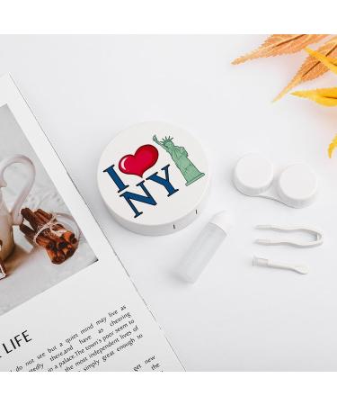 I Love New York City Cute Contact Lens Case - Portable Round Storage Box with Mirror for Travel & Daily Use - Buy Online on GoSupps.com