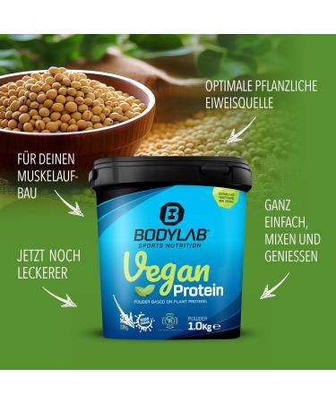 BODYLAB24 Vegan Protein Chocolate-Nougat 1000g | 100% Vegan Protein Powder | 80g Protein per 100g | Muscle Building & Maintenance - Buy Online on GoSupps.com
