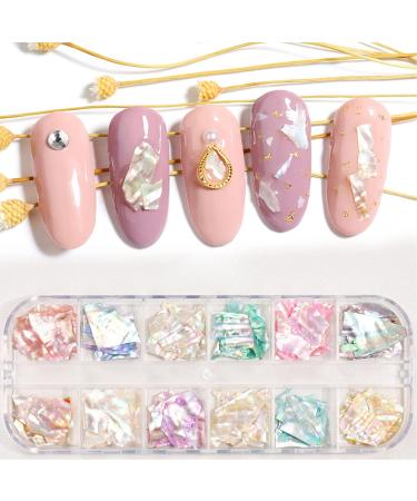 12 Colors 3D Irregular Nail Art Abalone Slices Colorful Nail Art For Shell UV Gel Nail Sequ Nail Art Shell Slices CT30 - Buy Online on GoSupps.com