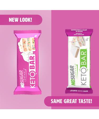 No Sugar Keto Bar Snack - Low Carb No Sugar Keto Snack Food with Keto Friendly Macros (12 x 1.41oz Bars Birthday Cake) - Buy Online on GoSupps.com