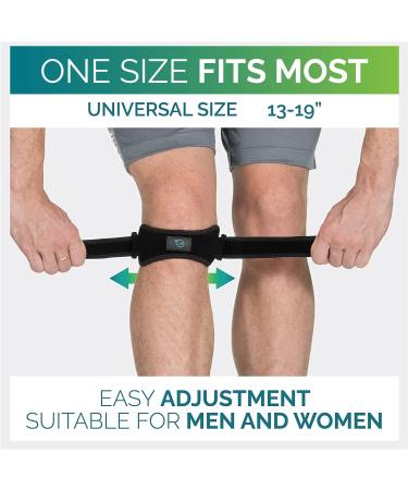 Patella Strap Knee Brace Support for Arthritis, ACL, Meniscus Tear - Best for Running, Basketball, Sports - Pack of 2 Black - Buy Online on GoSupps.com