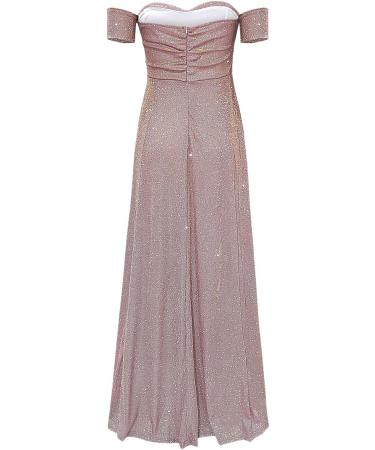 Shop Hanxiulin Sexy Tube Top Dress for Women | Shiny Sleeveless Party Dress | Elegant Long Sleeve Winter & Autumn Fashion in Pink - Buy Online on GoSupps.com