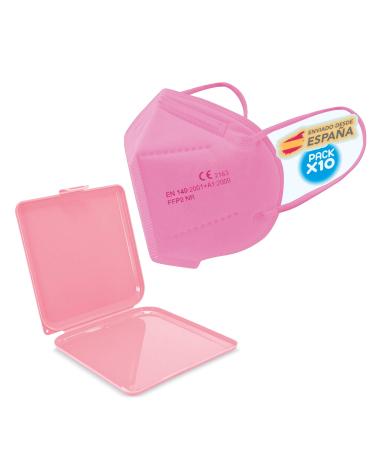 Energy fusion mask box + 10st masks in the set |Storage box for masks + 10 masks |Mask boxes |Perfect for school office on the go (Pink 10)