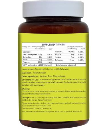 Herbal Hills Alfalfa Tablets - 120 Count | Source of Vitamin A | Natural Green Superfoods - Buy Online on GoSupps.com
