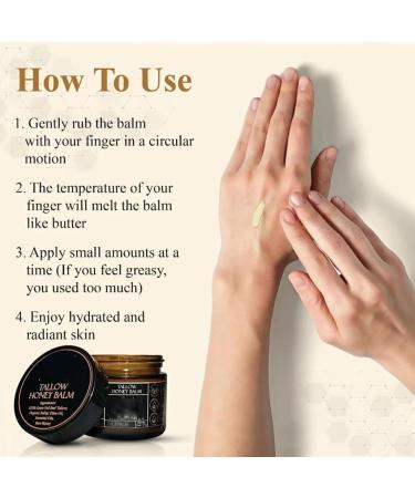 DENERASS Beef Tallow for Skin Tallow Honey Balm Honey Balm Organic Grass-Fed Beef with Raw Deeply Moisturizes The Skin (2 Pcs) - Buy Online on GoSupps.com
