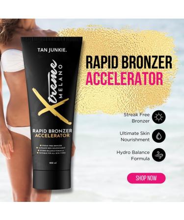 Tan Junkie Xtreme Melano Rapid Bronzer Accelerator 200ml - Luxurious Sunbed Cream for Enhanced Tanning Skin Nourishment & Hydration - with Carrot Root Kukui Oil & Pineapple Extracts - Buy Online on GoSupps.com