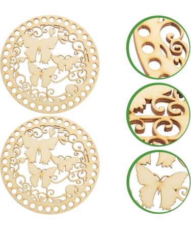 Favomoto 2Pcs Natural Wooden Butterfly Circle Crochet Basket Bottom - DIY Knitting Weaving Board for Bag Shaper - Buy Online on GoSupps.com