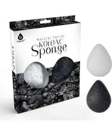 Pursonic Natural Konjac Bamboo Charcoal Facial Sponge - Gentle Cleansing & Exfoliation | Clogged Pores | 100% Bio-Degradable & Vegan | 2-Pack - Buy Online on GoSupps.com