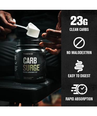 Jacked Factory Carb Surge - Premium Carbohydrate Powder with Carb10 Pea Starch & Cluster Dextrin for Fast-Acting Intra Workout Carbs & Increased Energy - 30 Servings Unflavored - Buy Online on GoSupps.com