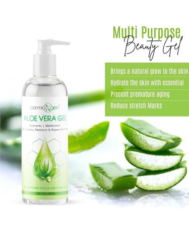 Dermaxgen Organic Aloe Vera Gel with Witch Hazel, Vitamin C & E - Skin Soothing, Moisturizing and Repair Formula - Nutrient Rich, Cold Pressed - 8.5oz / 12oz / 16oz - Buy Online on GoSupps.com
