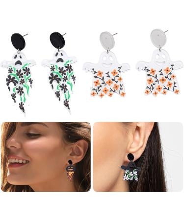 Feyley Halloween Cartoon Acrylic Earrings - Ghost Pumpkin Skull Dangle Jewelry Gift for Women & Girls | International Shipping - Buy Online on GoSupps.com